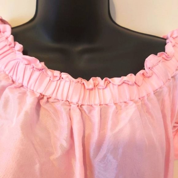 J CREW | Women's Off The Shoulder Silk Top Pink Size 4 - Picture 3 of 7